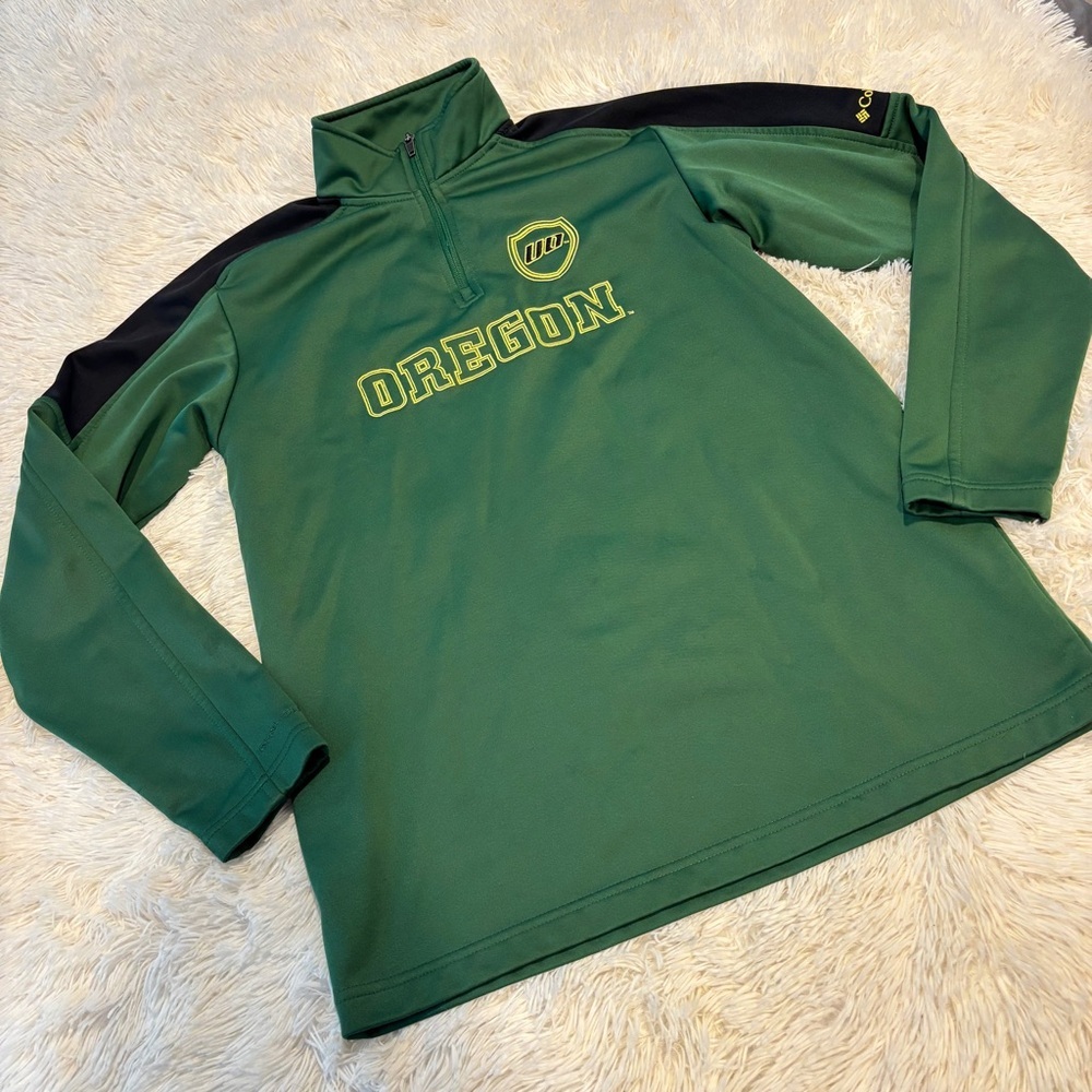 Columbia Oregon Ducks Long Zip Quarter Zip Logo Pullover Mens Size M